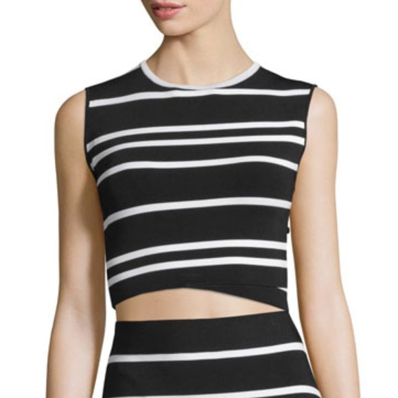 Ted Baker Onissa Sleeveless Bias-Striped Cropped Top Size 1 Small - Picture 1 of 14